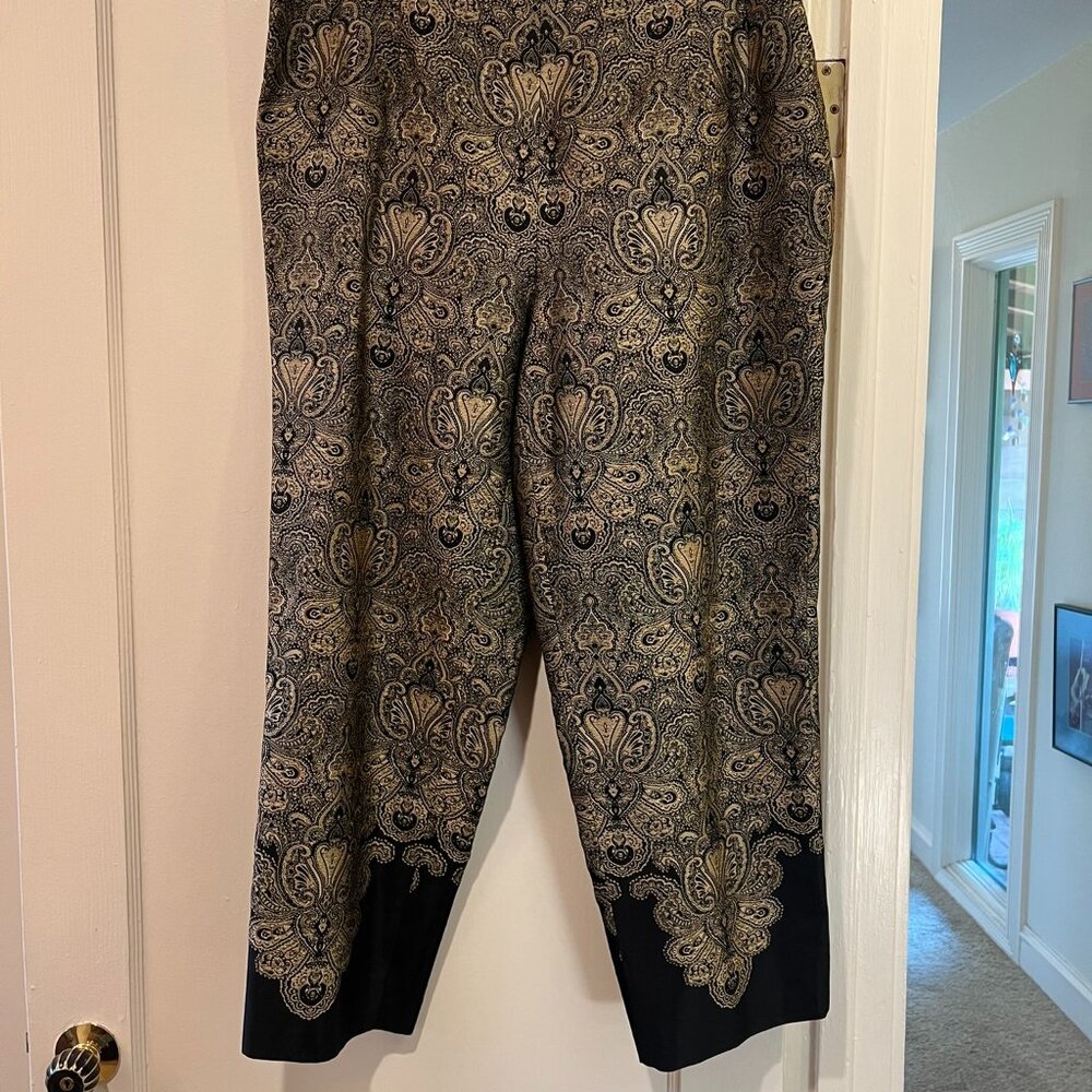 Black and gold fully lined brocade pants Size 14W